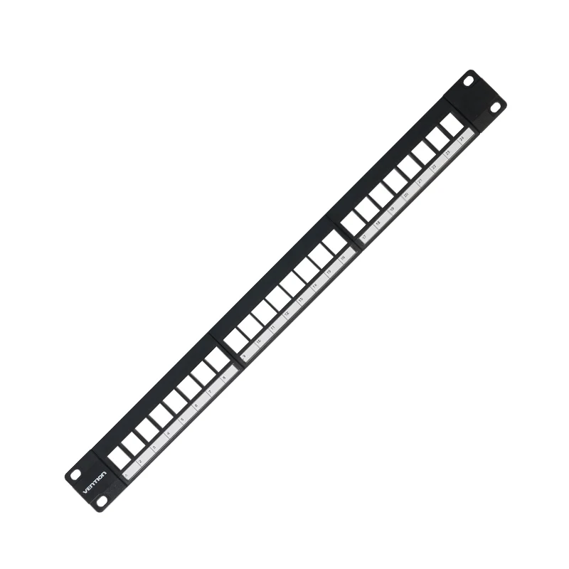 [KJAB0] VENTION 24 Ports Unloaded Keystone Patch Panel Black Model # KJAB0