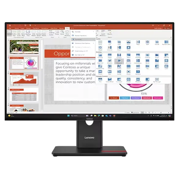 [64A5MAT6UK] Lenovo ThinkVision T27-40 27" FHD IPS Monitor, 1920×1080 Resolution, 120Hz Refresh Rate, 4ms Response Time, 300 nits Brightness, 99% sRGB, HDMI & DisplayPort, Ergonomic Stand, 3-Year Warranty - 64A5MAT6UK