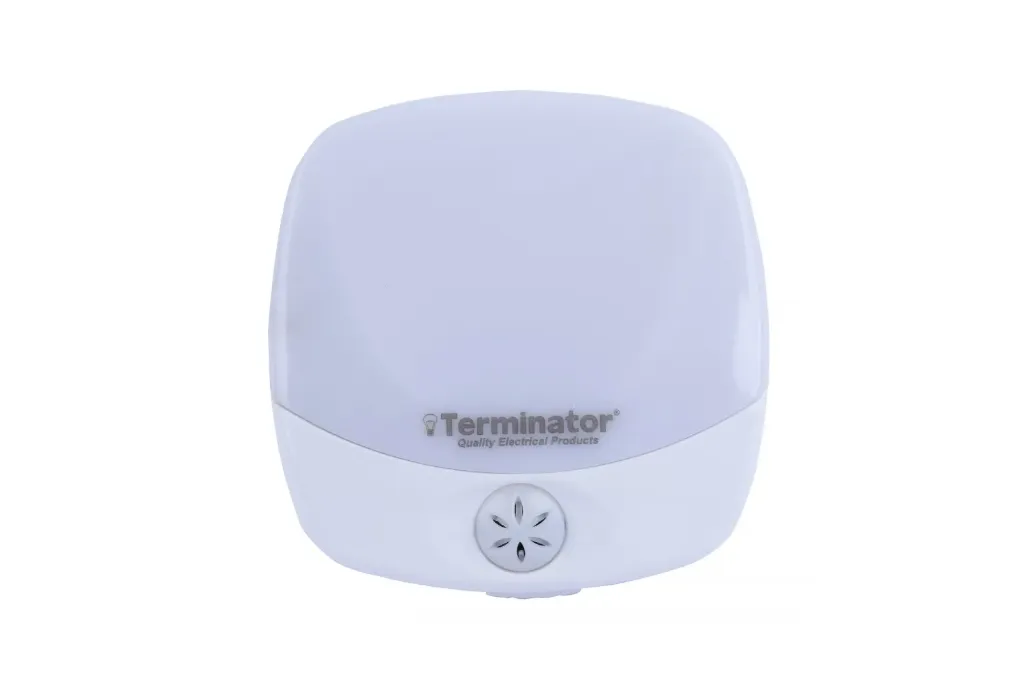 Terminator LED Night Light with Sensor, Smart Ambient Light Control, Energy Efficient, 8000H Lifespan, UK Plug – White