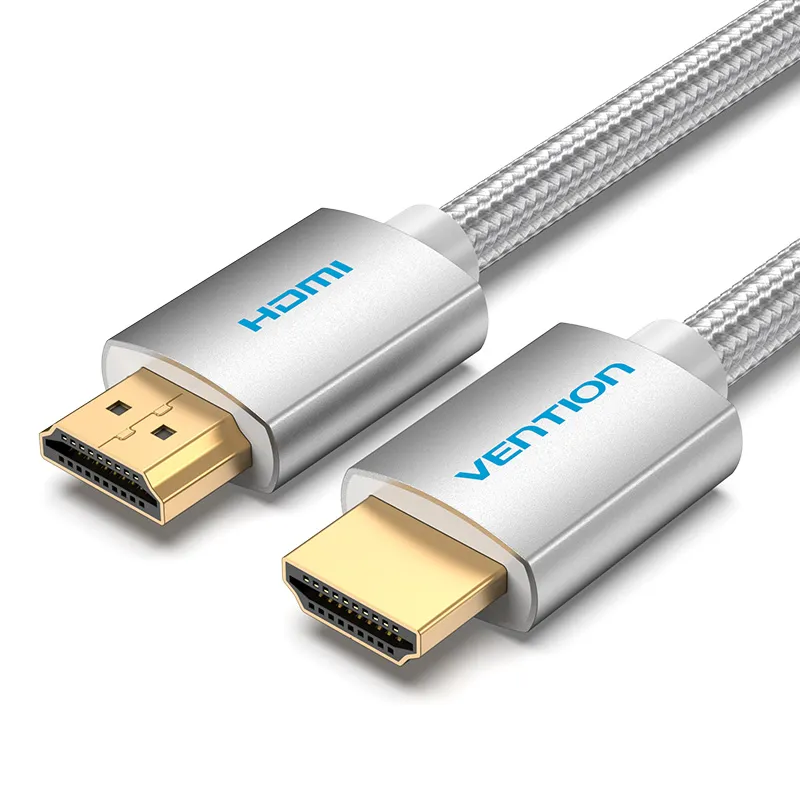 [AABIE] VENTION Cotton Braided HDMI Cable Silvery Metal Type, 4K Ultra High Speed HDMI 2.0 Male to Male 18Gbps 4K@60Hz 3D, UHD 3860p, HD 1080p, Ethernet Compatible (0.75 M)