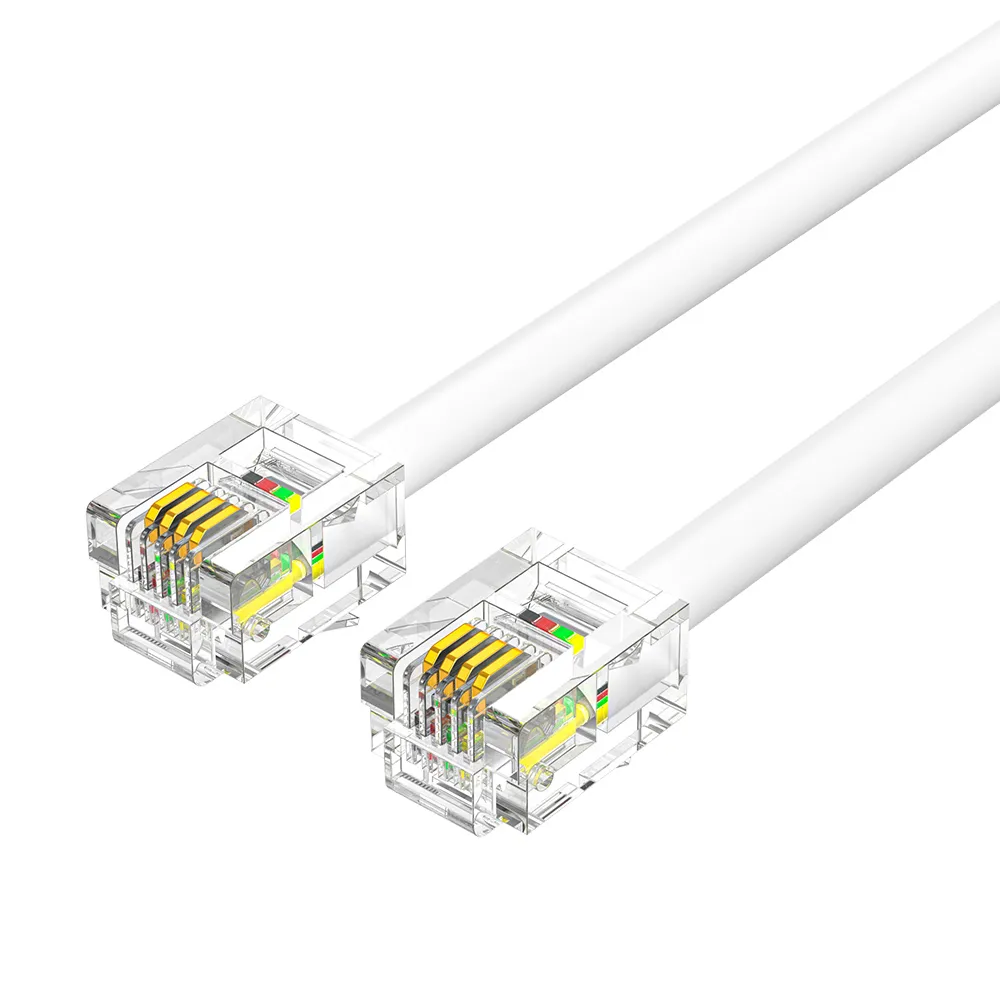 [IQBWH] VENTION Flat 6P4C Telephone Patch Cable White (2 M)