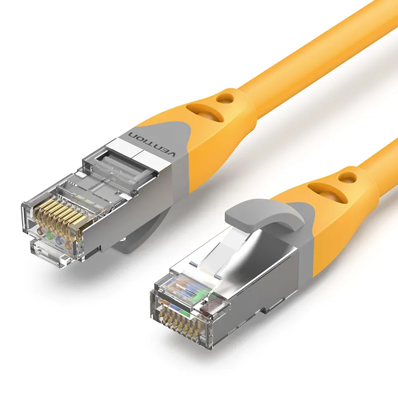 [IBHYAH] VENTION Cat.6a Industrial Ethernet Cable SFTP Flexible Patch Cable 10Gbps Transmission Speed Oxygen-Free Copper Yellow (0.20 M)