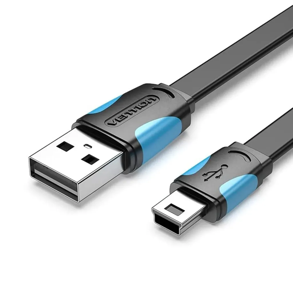 [VAS-A14-B025] VENTION Flat USB 2.0 A to USB Mini-B Cable Nickel-plated steel for Cellular Phone Digital Camera HDD MP3 MP4 Player Tablets GPS (0.25 M)