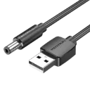 VENTION USB to 5.5mm Barrel Jack 5V DC Power Cable Black