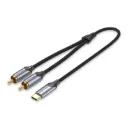 VENTION USB-C Male to 2-Male RCA Cable Gray Aluminum Alloy Type