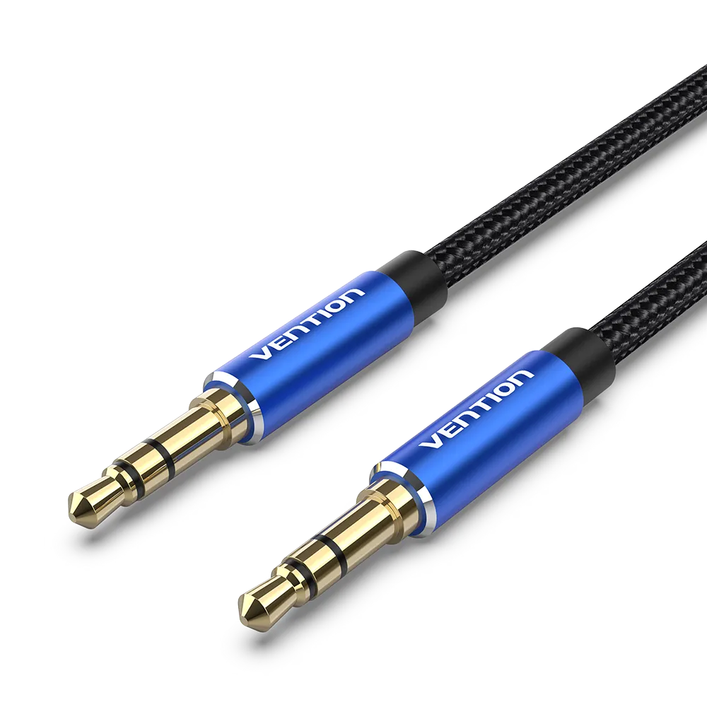 [BAWLD] VENTION Cotton Braided 3.5mm Male to Male Audio Cable Blue Aluminum Alloy Type (0.50 M)