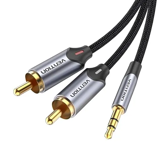 [BCNBD] VENTION RCA Audio Cable 3.5mm to 2 RCA Y Splitter Stereo Audio Cable Compatible with DJ Controller Speaker TV Car Stereo Hi-Fi Amplifer Smartphones MP3 Tablets Cotton Braided (0.50 M)