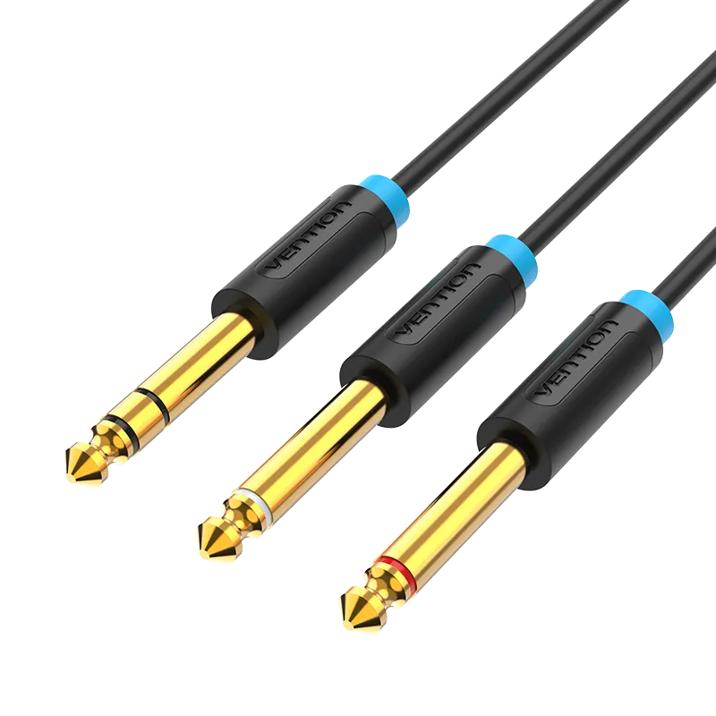 VENTION TRS 6.5mm Male to 2×6.5mm Male Audio Cable, Black