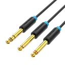 VENTION TRS 6.5mm Male to 2×6.5mm Male Audio Cable, Black