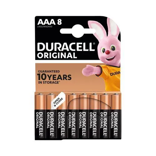[21145] Duracell AAA Alkaline Batteries 1x8 Pack – Long Lasting