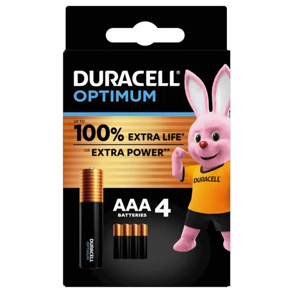 [DUR-OPT2400-B4] Duracell Optimum AAA Batteries 1x4 – Maximum Performance