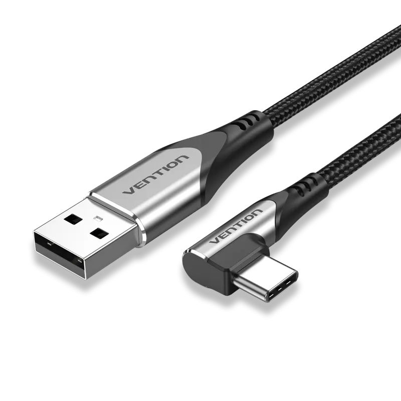 VENTION USB-C Right Angle to USB 2.0-A Cable Gray  Aluminum Alloy Type