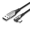 VENTION USB-C Right Angle to USB 2.0-A Cable Gray  Aluminum Alloy Type