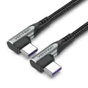 VENTION USB 2.0 C Male to C Male Dual Right Angle 5A Cable Gray Aluminum Alloy Type
