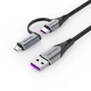 VENTION USB 2.0 A Male to 2-in-1 USB-C&Micro-B Male 5A Cable Gray Aluminum Alloy Type