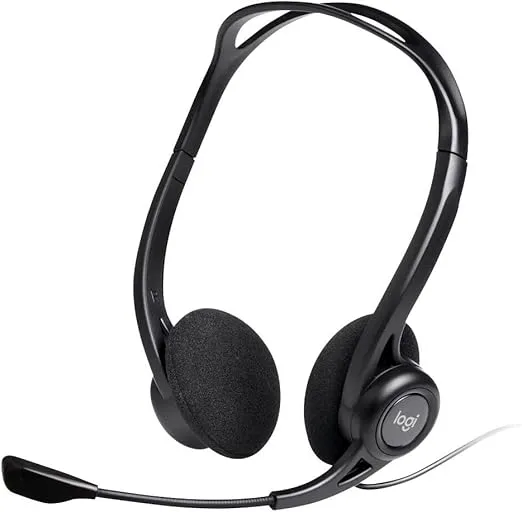Logitech 960 USB PC Headset – Wired Stereo with Microphone, Plug & Play – Black
