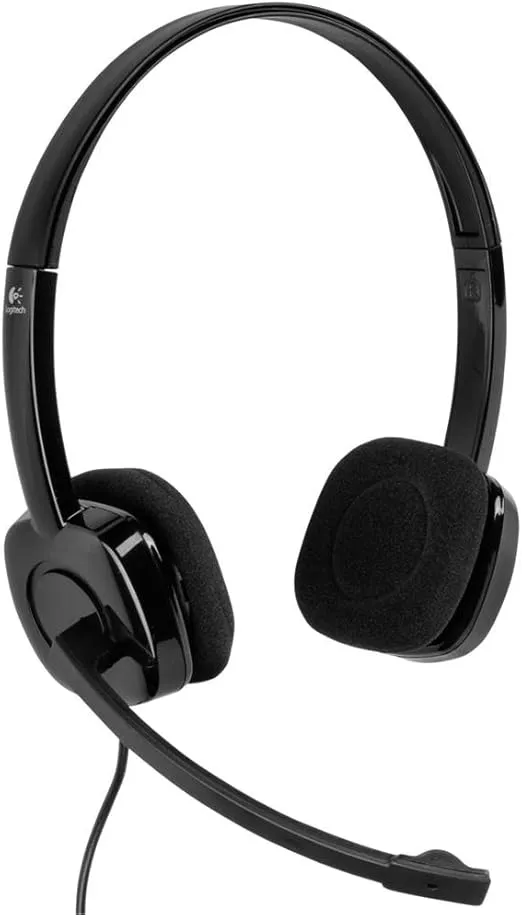 [981-000589] Logitech H151 Wired Stereo Headset – 3.5mm Plug, In-Line Controls – Black