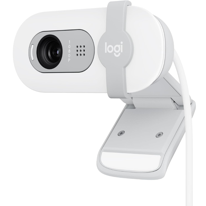 [960-001617] Logitech Brio 100 Full HD 1080p Webcam – USB-A, Privacy Shutter – Off White