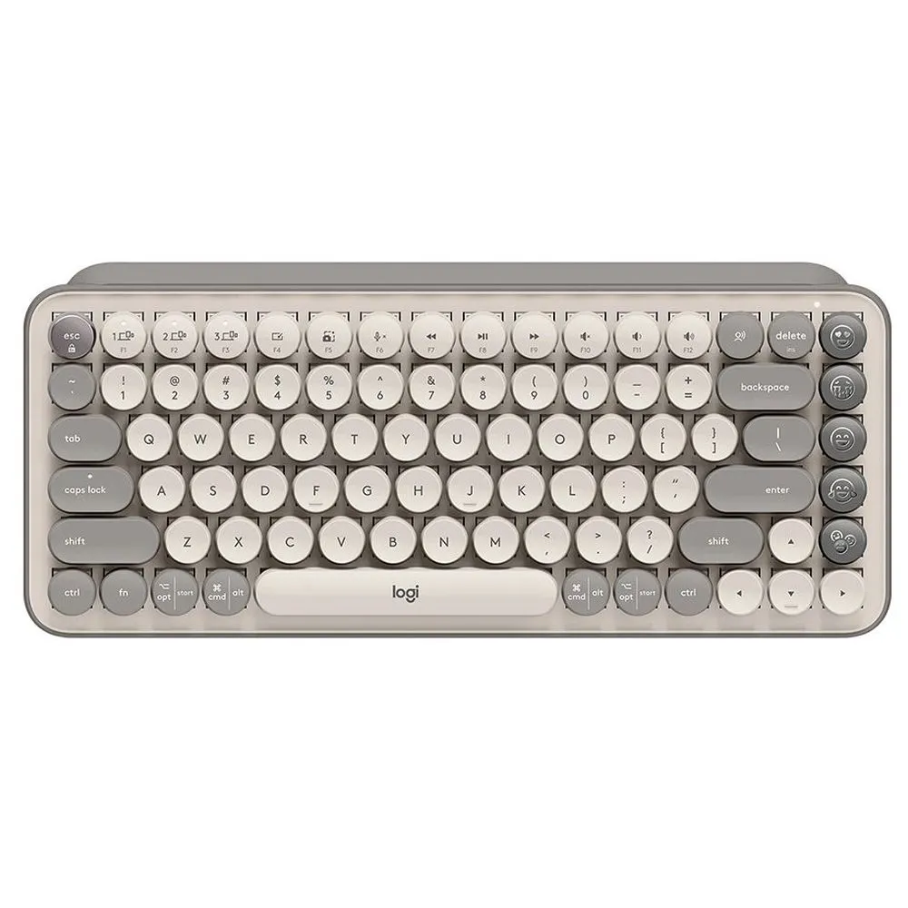 Logitech POP Keys Mechanical Wireless Keyboard with Emoji Keys – US Layout – Mist Sand
