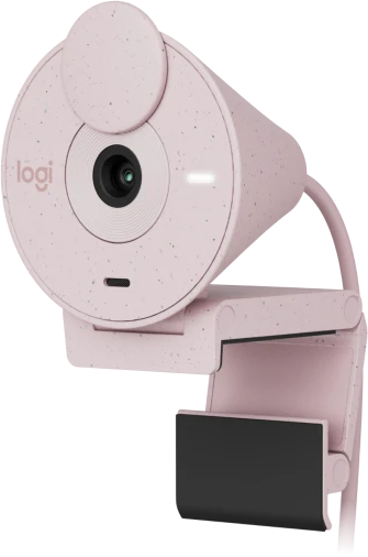 [960-001448] Logitech Brio 300 Full HD 1080p Webcam – USB-C, Auto Light Correction – Rose