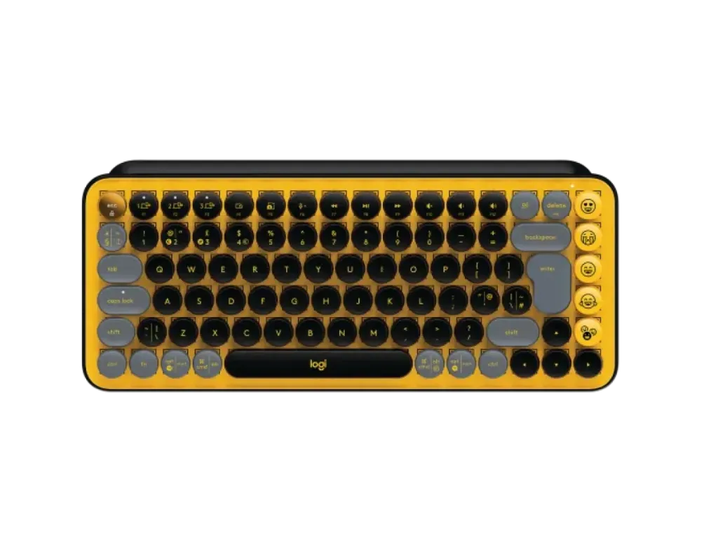 [920-010816] Logitech POP Keys Mechanical Wireless Keyboard with Emoji Keys – Arabic – Blast Yellow