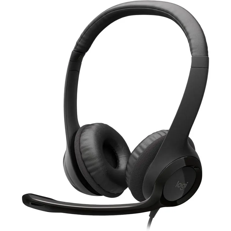 [981-000406] Logitech H390 USB Wired Headset – Noise-Cancelling Mic, On-Ear Controls – Black