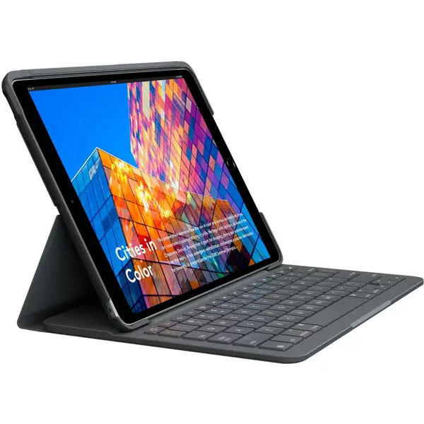 [920-009650] Logitech Slim Folio Bluetooth Keyboard Case for iPad Air (3rd Gen) – Arabic – Graphite