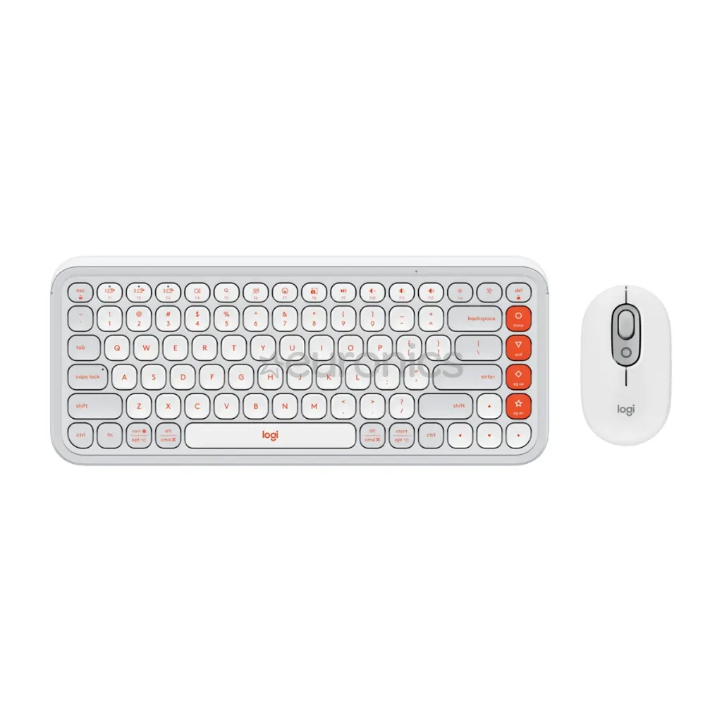 [920-013141] Logitech POP Icon Wireless Keyboard & Mouse Combo with Emoji Keys – US Layout – Off White