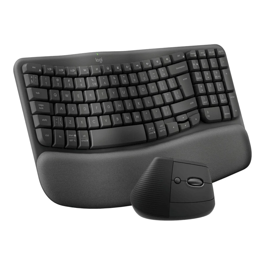 [920-013635] Logitech Wave Keys + Lift Vertical Mouse Combo – 2.4GHz, US Int'l Layout – Graphite