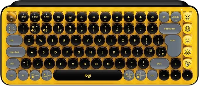 [920-010735] Logitech POP Keys Mechanical Wireless Keyboard with Emoji Keys – US Layout – Blast Yellow