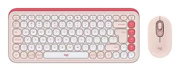 [920-013142] Logitech POP Icon Wireless Keyboard & Mouse Combo with Emoji Keys – US Layout – Rose
