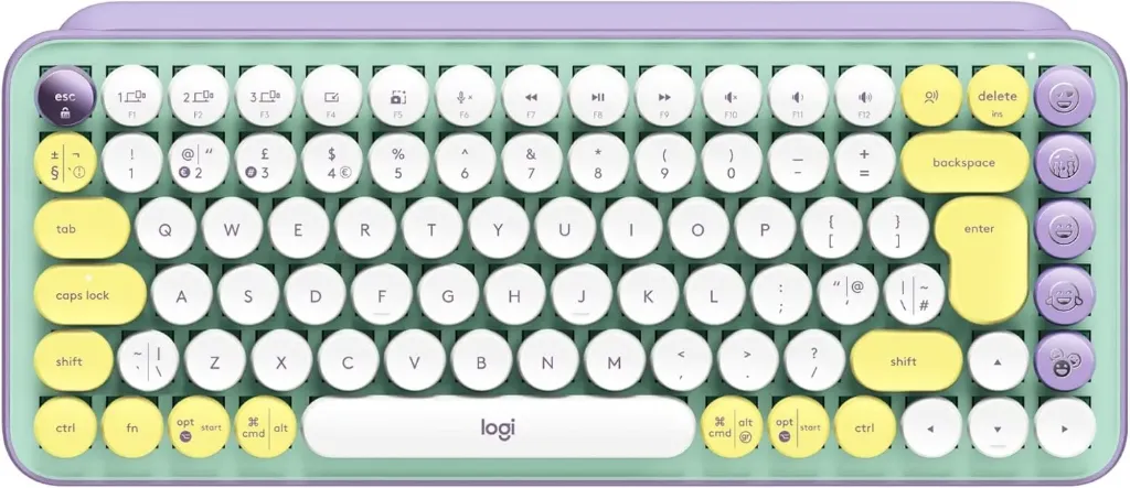 [920-010736] Logitech POP Keys Mechanical Wireless Keyboard with Emoji Keys – US Layout – Daydream Mint
