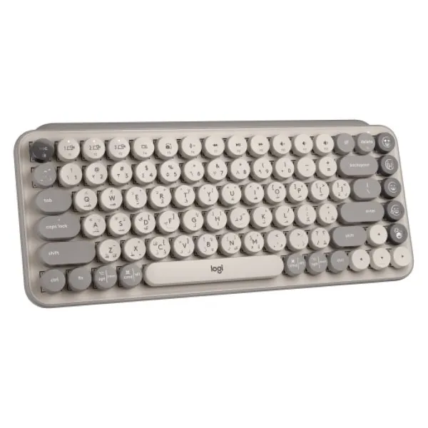 [920-011524] Logitech POP Keys Mechanical Wireless Keyboard with Emoji Keys – Arabic – Mist Sand