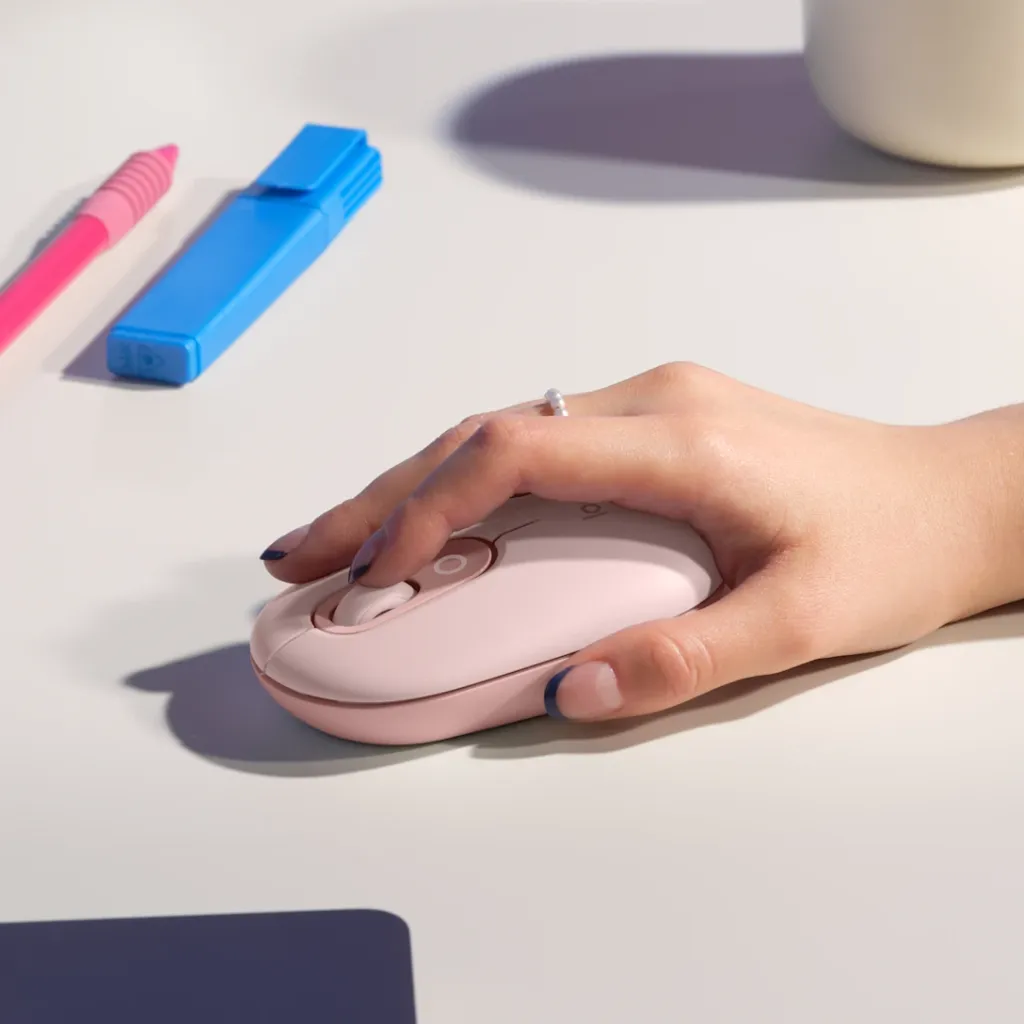 Logitech POP Mouse with Customizable Emoji Button, Bluetooth – Daydream Mint / Off-White