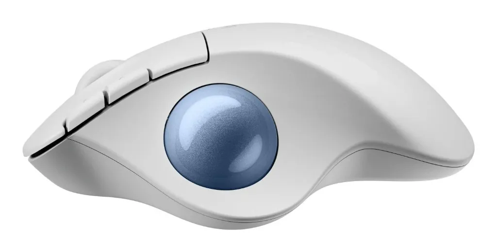 [910-007030] Logitech ERGO M575S Wireless Trackball Mouse – Bluetooth, Thumb Trackball – Off-White + Blue Ball