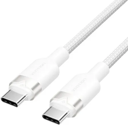 VENTION USB 2.0 Type-C Male to Type-C Male 3A Cable White Aluminum Alloy Type