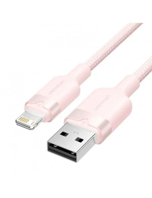 VENTION USB 2.0 Type-A Male to Lightning Male 2.4A Cable Pink Aluminum Alloy Type