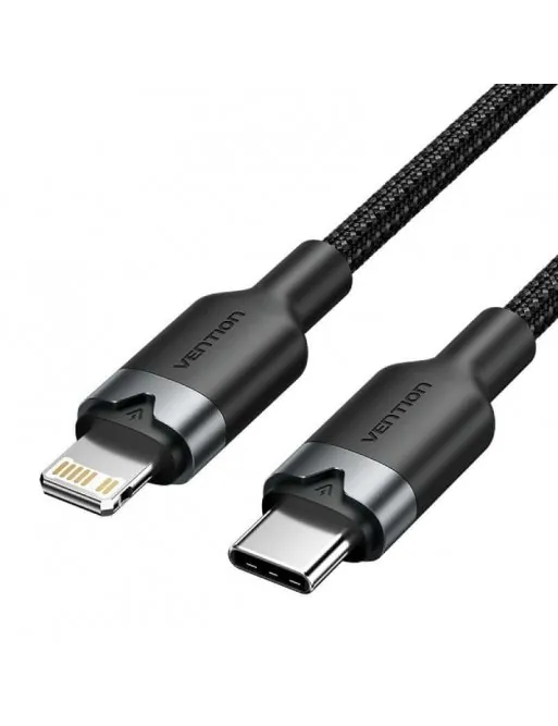 VENTION USB 2.0 Type-C Male to Lightning Male 3A Cable Black Aluminum Alloy Type