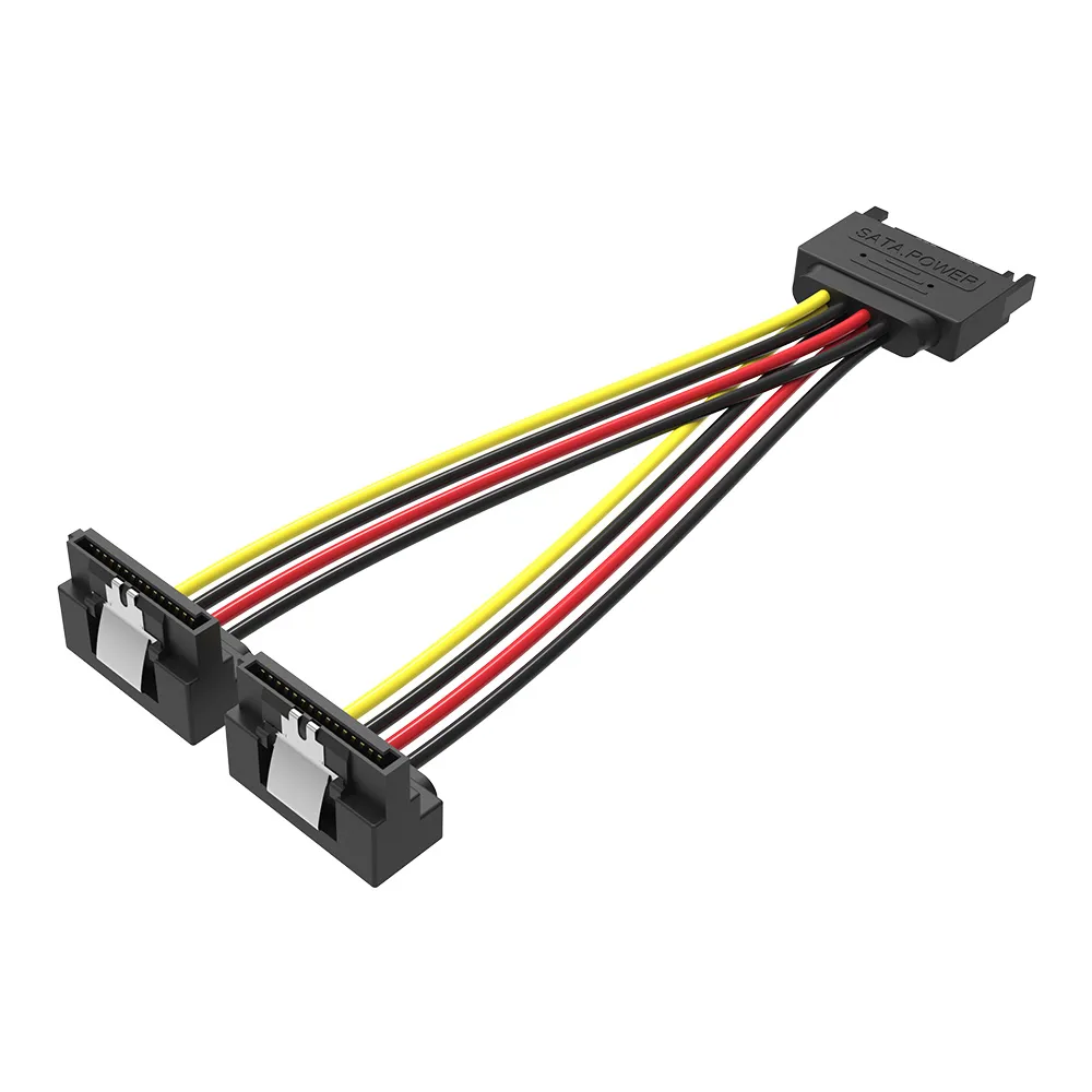 VENTION SATA 15P Male to 90° 2*15P Female Power Splitter Cable 0.15M Black
