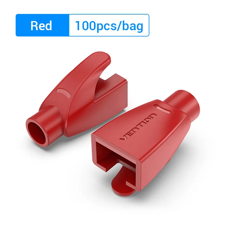 [IODR0-50] VENTION RJ45 Strain Relief Boots Red PVC Type (Pack of 50)