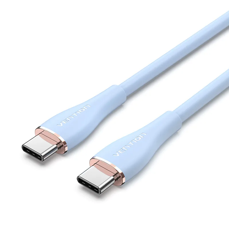 VENTION USB 2.0 C Male to C Male  5A Cable Light Blue Silicone Type
