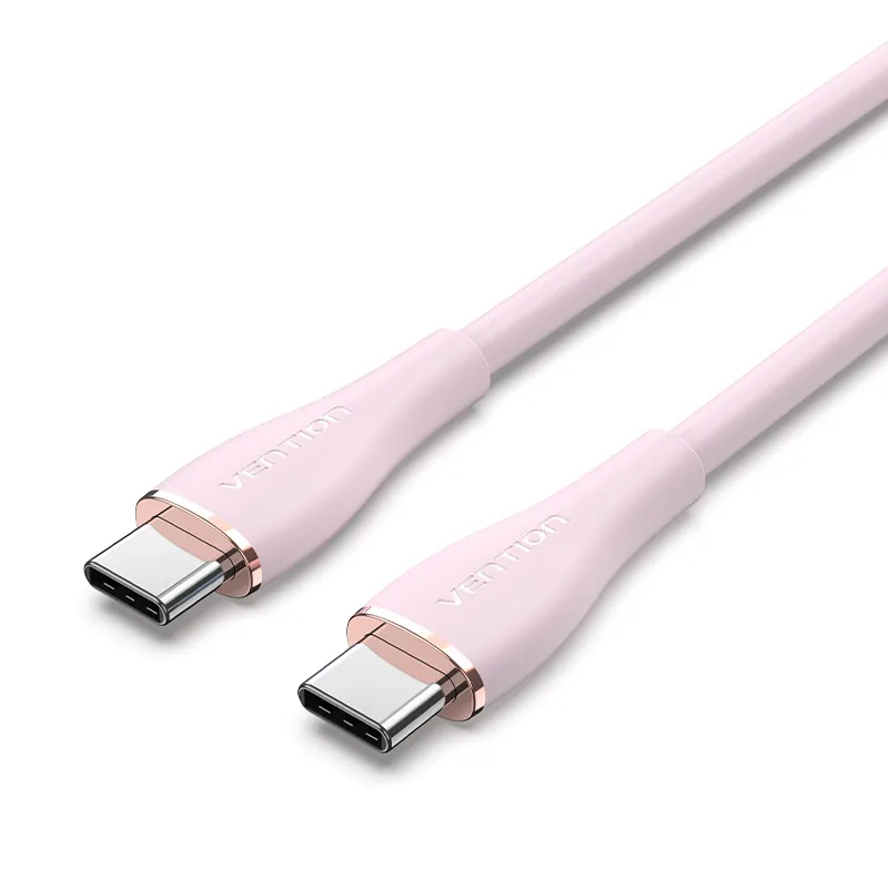 VENTION USB 2.0 C Male to C Male  5A Cable Pink Silicone Type