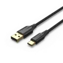 VENTION Nylon Braided USB 2.0 A Male to C Male 3A Cable Black LED Type