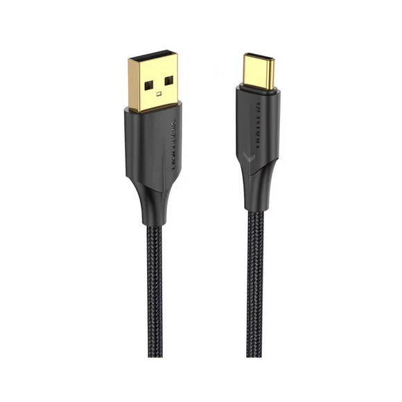[CTFBF-SCB] VENTION Nylon Braided USB 2.0 A Male to C Male 3A Cable Black LED Type (1 M)
