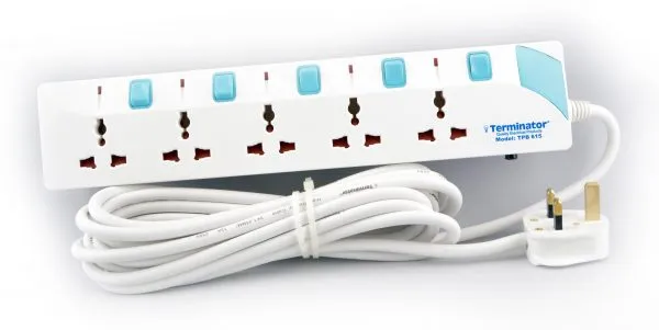 [TPB 613-3M] Terminator 3 Way Universal Power Extension Socket With Individual Switches & Indicators,Circuit Breaker, Cable 13A Fused Plug (3 M)