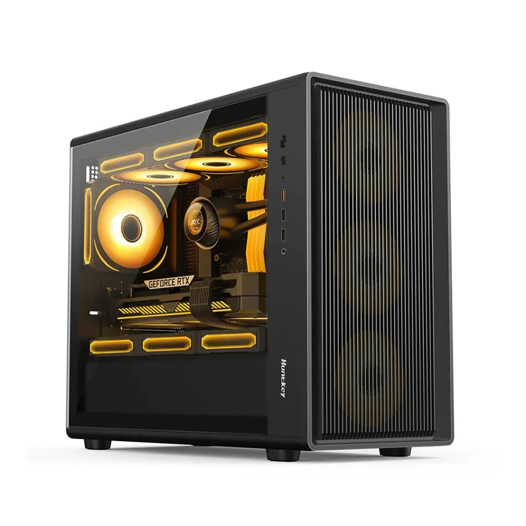 [G63 Halberd Black] VEOTECH G63 Halberd M-ATX Gaming Case – Compact Design  4 Pre-installed Fans  Tempered Glass Panel  ARGB Ready