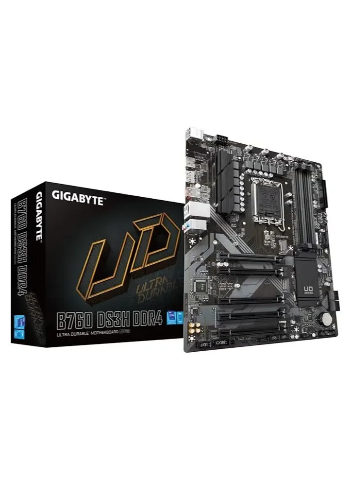 Gigabyte B760 DS3H DDR4 motherboard Intel B760 Express LGA 1700 ATX socket, Intel B760 Express chipset, 4x DDR4 DIMM, AMI UEFI BIOS