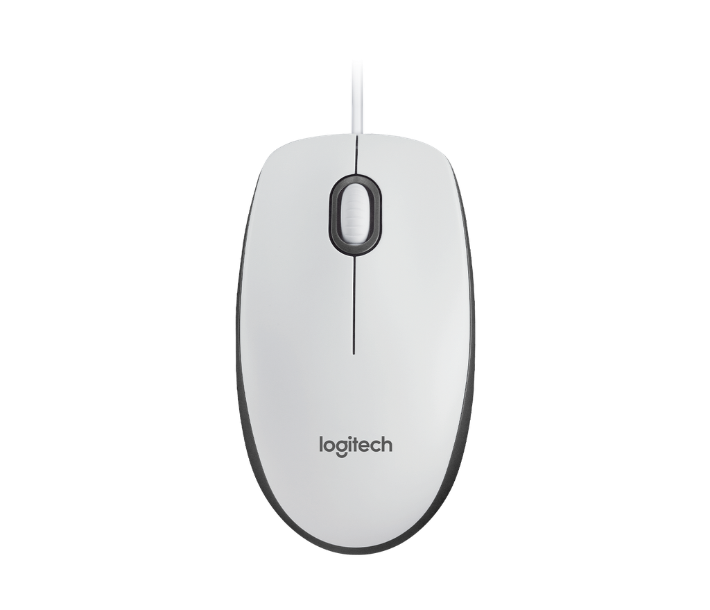 Logitech M100 Optical USB Mouse with Ambidextrous Design in White