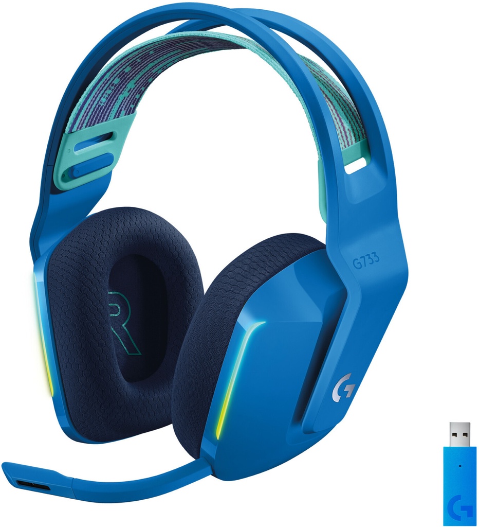 Logitech G733 Wireless Gaming Headset in Blue