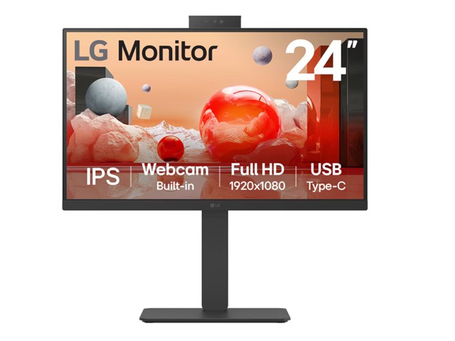LG 24' IPS FHD 100Hz Monitor with Webcam/Mic, & UBC Type-C, 24BA850-B